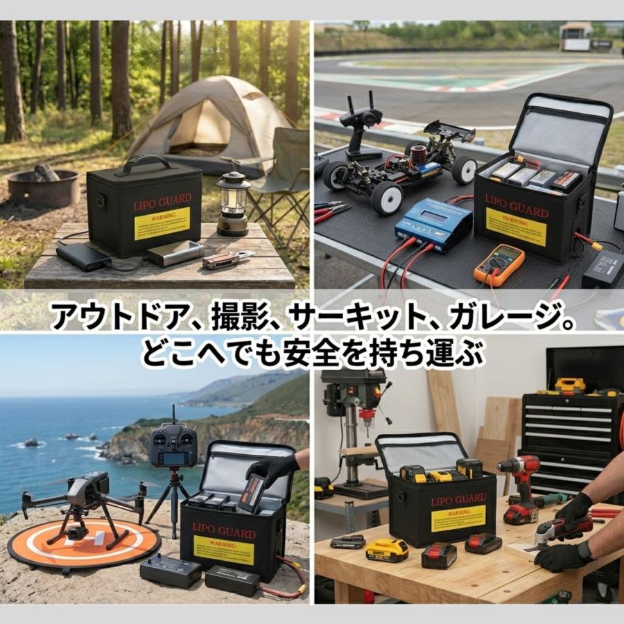 モバイルバッテリー 防火ケース リポバッグ 大容量 防爆 耐火 バッグ LiPoバッグ 難燃性 防水 充電ケース セーフティーバッグ 2WAY ショルダー |  | 06