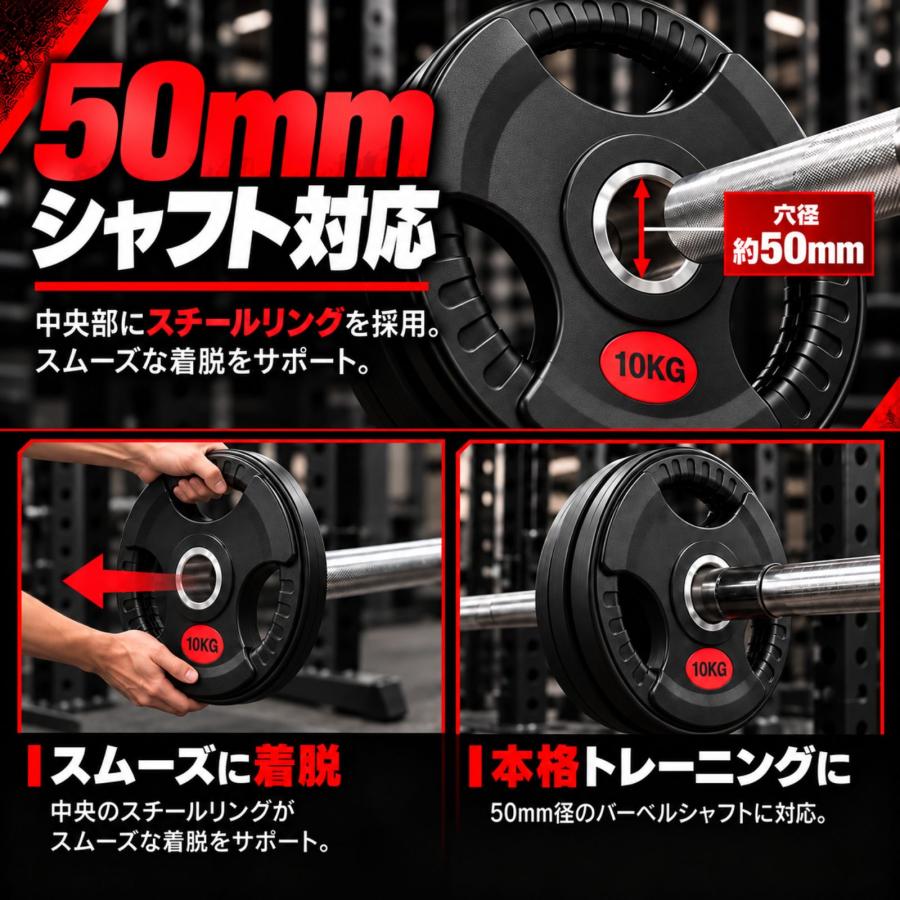 バーベルプレート 50mm ラバープレート 2枚セット 1.25kg 2.5kg 5kg