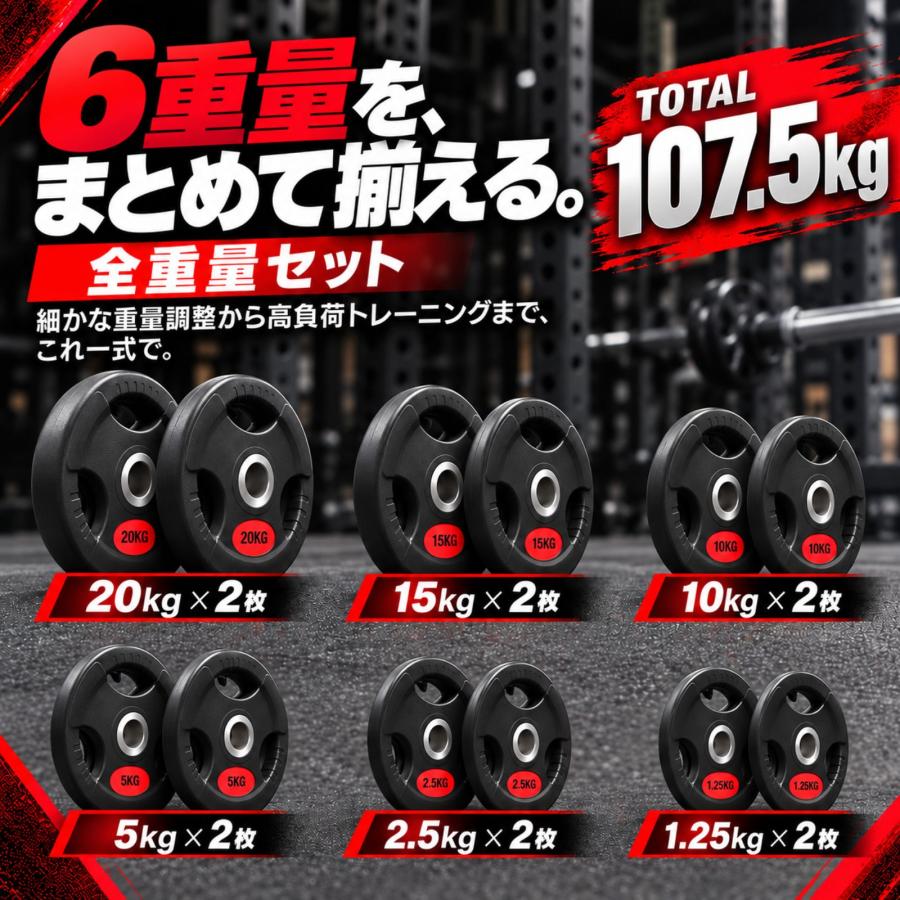バーベルプレート 50mm ラバープレート 2枚セット 1.25kg 2.5kg 5kg