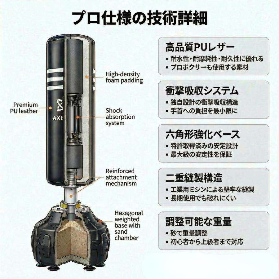 自立型　サンドバック 楽天市場】サンドバッグ 160 185cm 自立型 自宅 サンドバック BODY