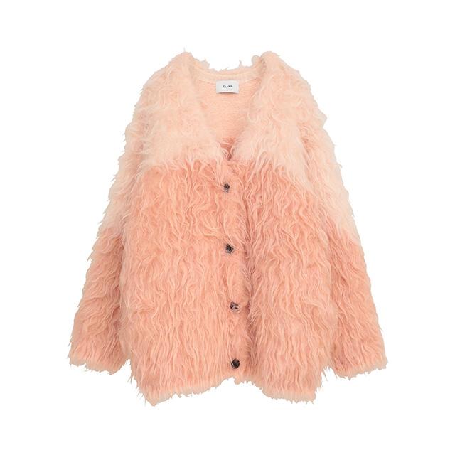 CLANE（クラネ） バイカラー シャギー ニット カーディガン BI COLOR