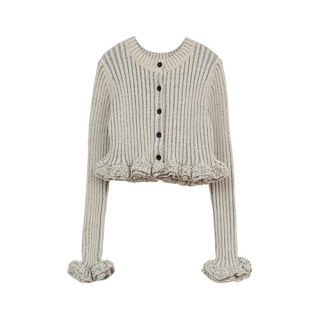 CLANE（クラネ） ダブルフェイス フリル ニット トップス W FACE SHORT