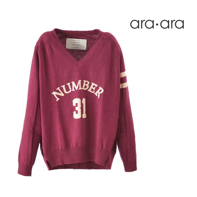 Ara Ara アラアラ ナンバーvネックニット レディース トップス ニット レッド ワインレッド Ar L Lt 009 Store Volk 通販 Yahoo ショッピング
