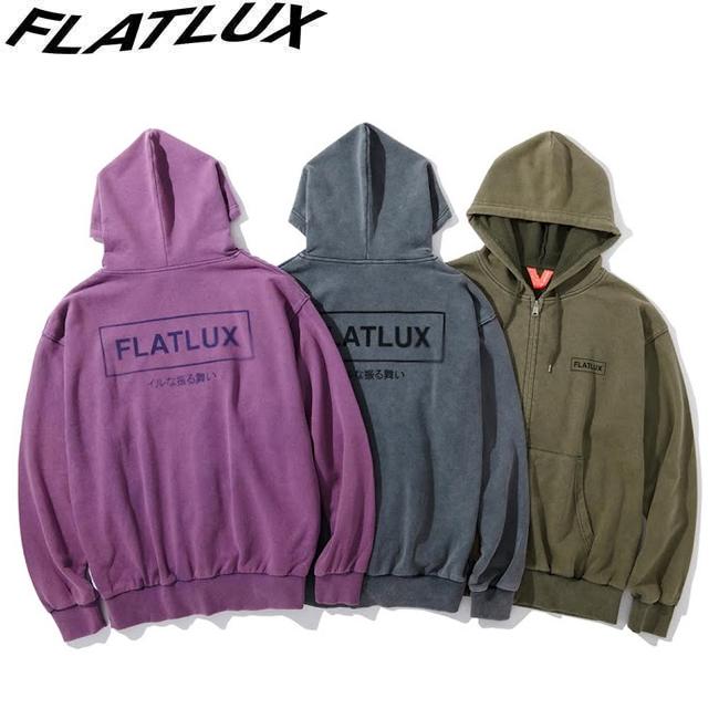 FLATLUX パーカー フラットラックス Distress Zip Hoodie Sweat Purple 