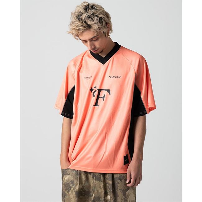 FLATLUX Temper FB-Shirt coral サッカーシャツ FLATLUX（フラットラックス） シャツ Temper FB-Shirt Black Coral