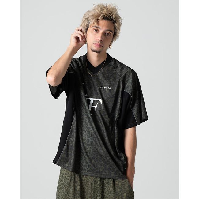 FLATLUX Temper FB-Shirt coral サッカーシャツ FLATLUX（フラットラックス） シャツ Temper FB-Shirt Black Coral