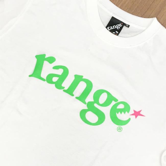 レンジ range tシャツ 長袖 FLUORESCENCE LOGO LS TEE WHITEGREEN