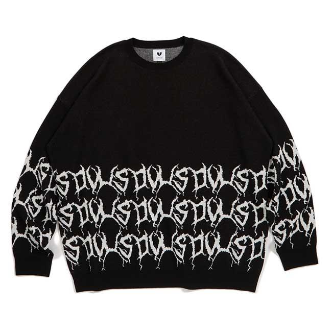 セーター Deviluse デビルユース Brutal Knit Crewneck Sweater Black Gray ニットクルー トップス メンズ レディース｜stormy-japan｜02