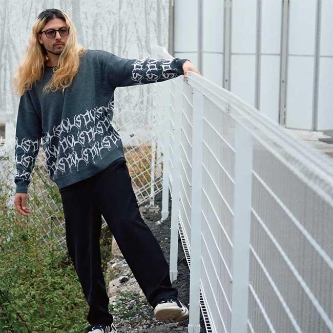 セーター Deviluse デビルユース Brutal Knit Crewneck Sweater Black Gray ニットクルー トップス メンズ レディース｜stormy-japan｜09