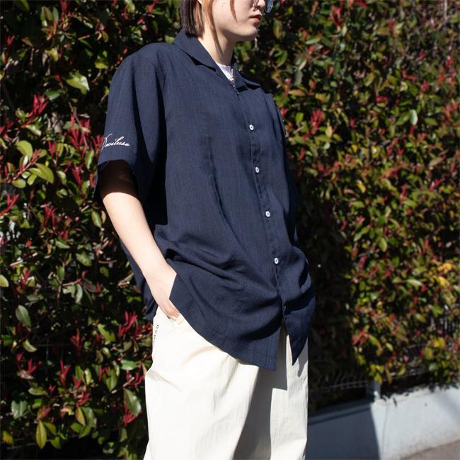 シャツ Deviluse デビルユース Script Open Collar Shirts Black White LightBlue Navy 半袖シャツ カジュアルシャツ メンズ レディース｜stormy-japan｜16