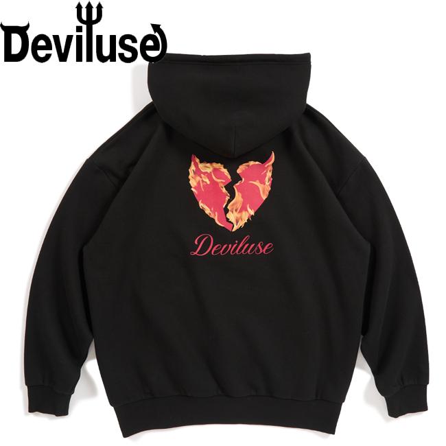 パーカー Deviluse デビルユース Flame Heart Pullover Hooded Sweat