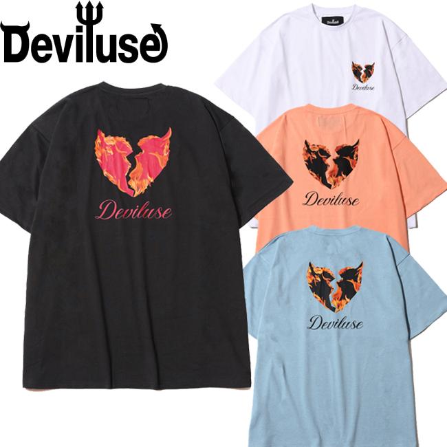 tシャツ Deviluse デビルユース Flame Heart SS T-Shirts Black White