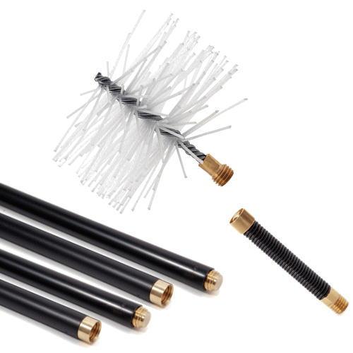 煙突掃除ポリプロピレンブラシ150mmとポリプロピレン製ロッド4本と