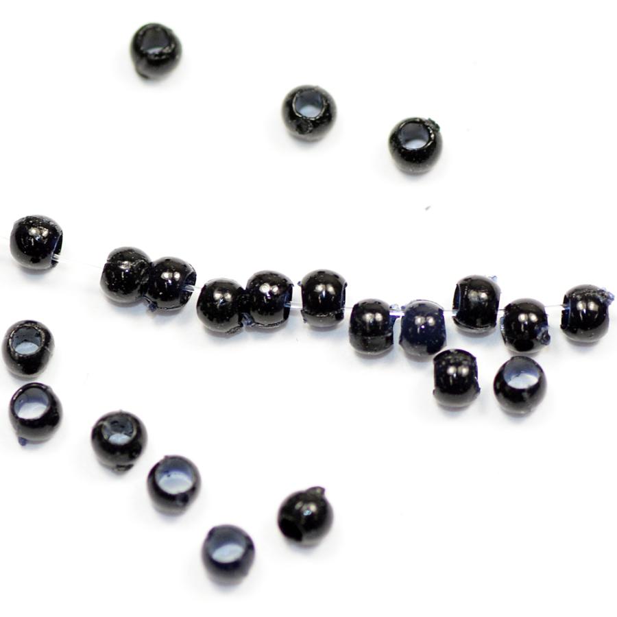オトクな プラビーズ アクリルビーズ 2×1.5mm 黒玉 サービスパック