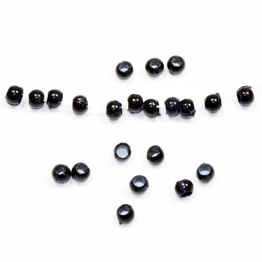 オトクな プラビーズ アクリルビーズ 2×1.5mm 黒玉 サービスパック