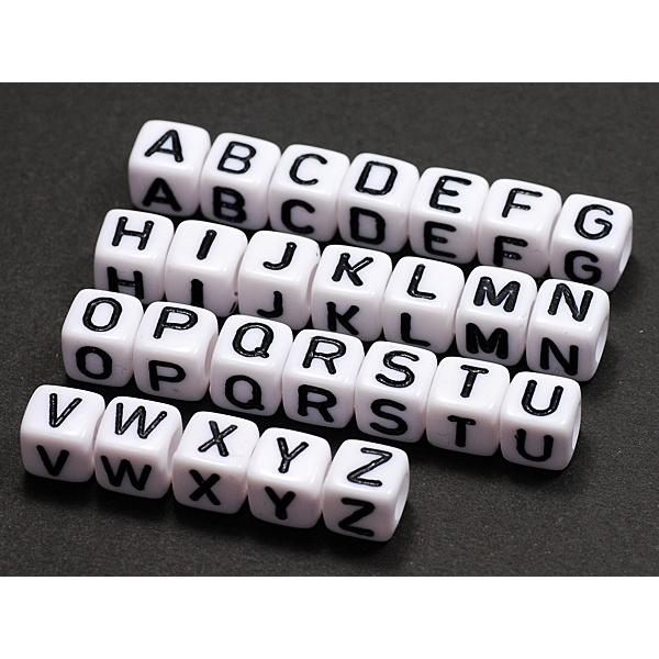 お好きな文字がえらべます アルファベットビーズ レタービーズ 白 黒文字 6mm キューブ 1コ売り プラビーズ Alphabet 6mm Whe Bk ビーズショップ ストロビーズ 通販 Yahoo ショッピング