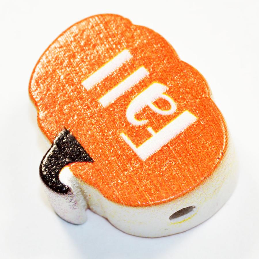 ハロウィン かぼちゃ Fall 秋 文字入り ウッドビーズ 木製 約20×17mm オレンジ 2コ入り CT044 |  | 01