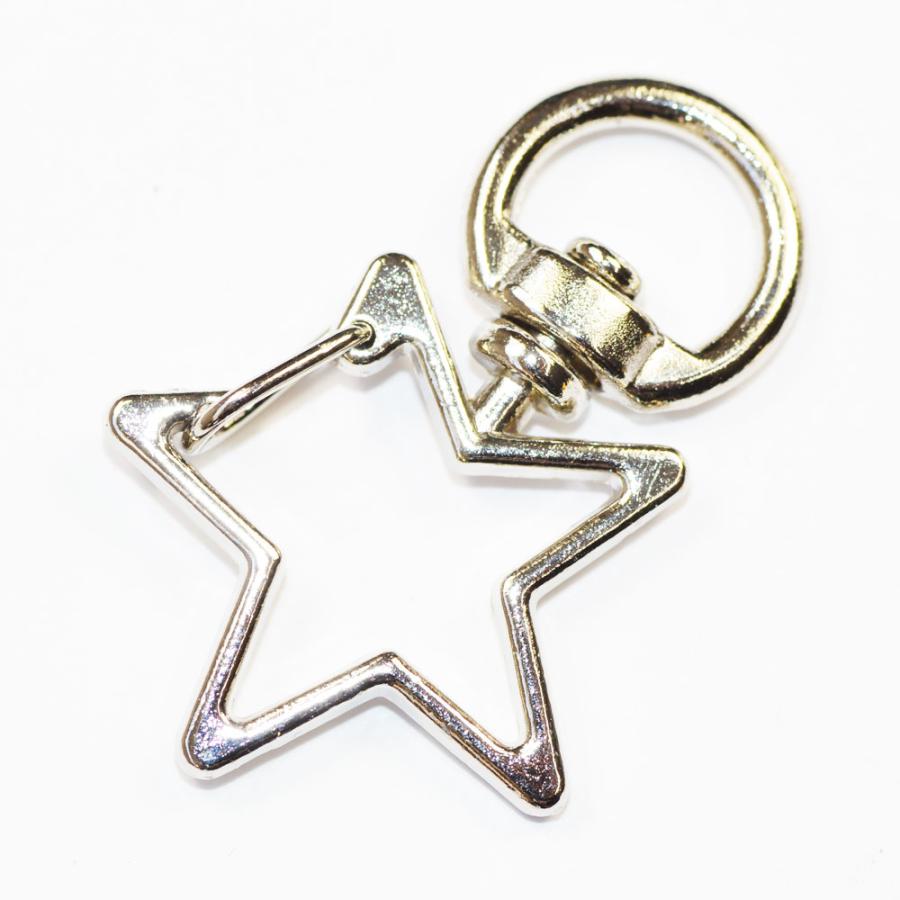 星型 スター キーホルダー キーリング 小さめ 銀色 シルバーカラー アクセサリーパーツ 金具 1コ売り CT079 |  | 01