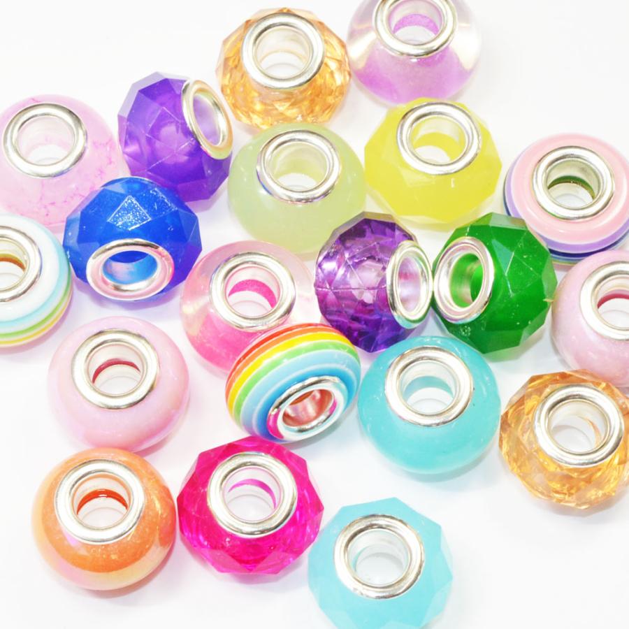 大穴 スペーサー アクリル ラージホール ビーズ マルチカラー 10コ入り