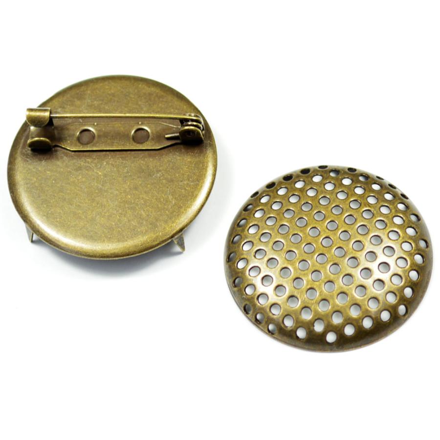 アクセサリーパーツ 金具 シャワーブローチピン 30mm 金古美