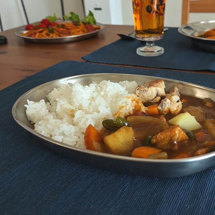 タイガークラウン 昭和レトロ ステンレス皿 ST小判カレー皿 No.6971