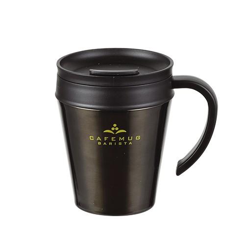 【2160円以上送料無料】パール金属 カフェマグバリスタ 真空蓋付マグカップ330(ブラック)　HB-3985 | 