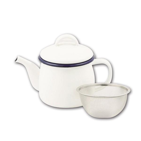 【2160円以上送料無料】パール金属　HB-4414　ジャストサイズ ホーローティーポット(茶こし付)580ml(ホワイト)　ガス火専用 | 