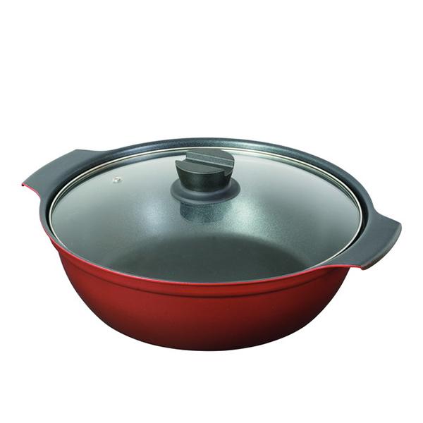 【送料無料】パール金属 HB-6966 旨味 ふっ素加工IH対応ガラス蓋付卓上鍋28cm | 