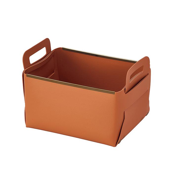 パール金属 N-7136 フェイクレザー CUBEケース M キャメル【収納/バスケット/小物収納/ラック/インテリア/安価/シンプル/おしゃれ】 |  | 01