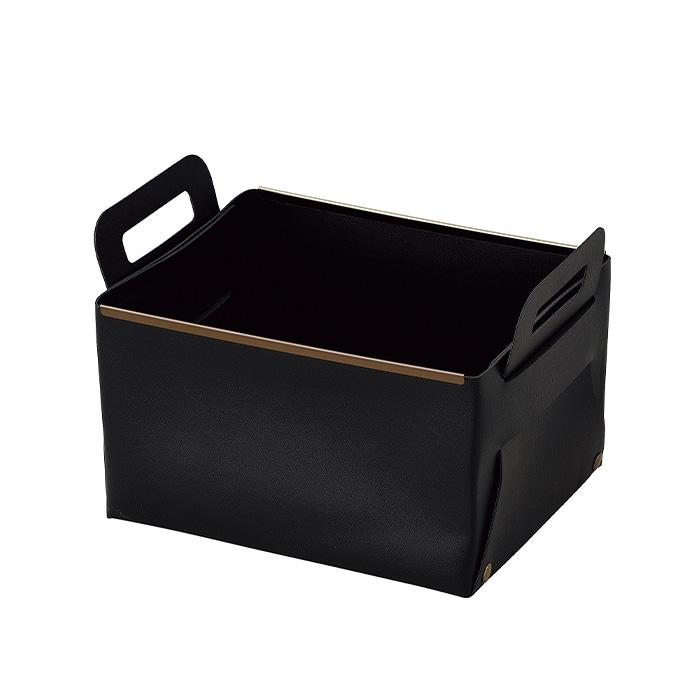 パール金属 N-7138 フェイクレザー CUBEケース M ブラック【収納/バスケット/小物収納/ラック/インテリア/安価/シンプル/おしゃれ】 | 