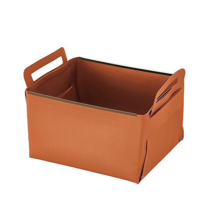 パール金属 N-7139 フェイクレザー CUBEケース L キャメル【収納/バスケット/小物収納/ラック/インテリア/安価/シンプル/おしゃれ】 | 