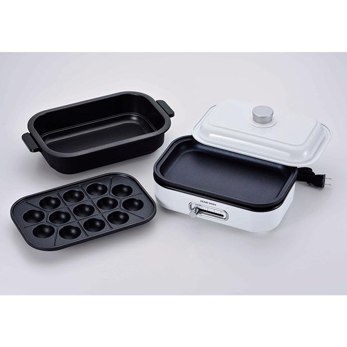 カクセー  SHP-08(TP) HOME SWAN ソロホットプレート たこ焼きプレート、深鍋付き 一人用 |  | 01