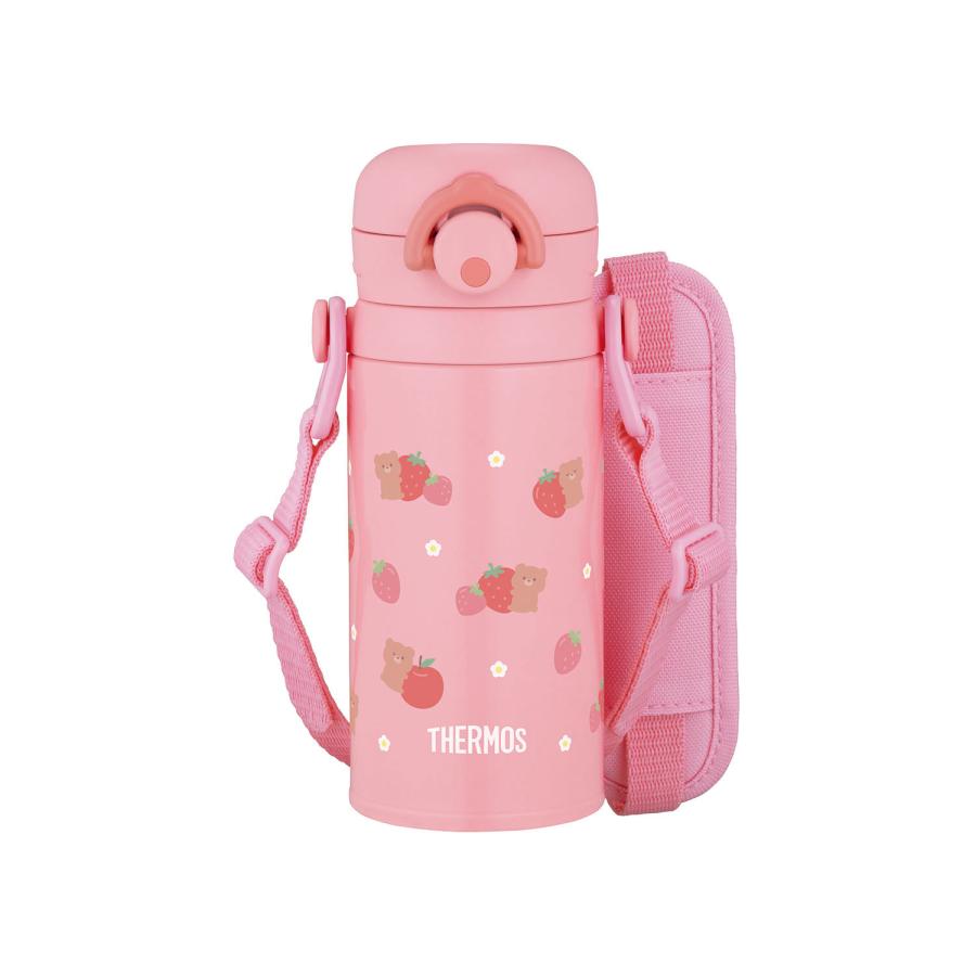 サーモス 真空断熱キッズケータイマグ 350ml ストロベリーピンク JPF-350-SBP【THERMOS 水筒 350m ストラップ付き 肩にやさしいショルダーパッド付き】 |  | 01