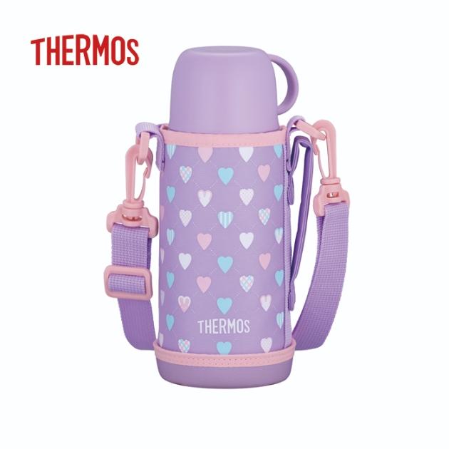 2025 春 サーモス コップ付き 真空断熱2ウェイボトル 0.6L ハート パープルピンク FJJ-602WF PL-P 【THERMOS 水筒 直飲み 子供用】 | 