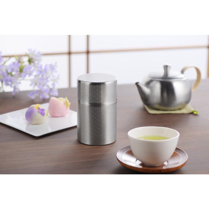 ヨシカワ 郷技 ステンレス 茶筒 紗綾 木箱入り YJ3616 【日本製 燕三条