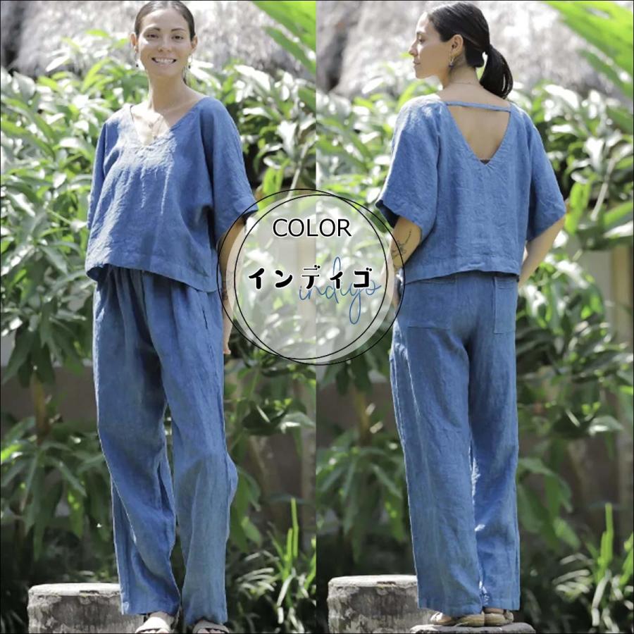 24 Indigo Sea インディゴシー ロングパンツ リネンシンシアパンツ