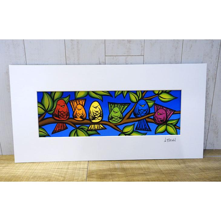 Heather Brown Art Japan ヘザーブラウン Rainbow Birds Print MATTED