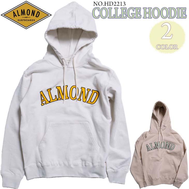 22/23 FW Almond Surfboards & Design アーモンドサーフボードデザイン パーカー COLLEGE HOODIE トップス ポケット付き フロントロゴ メンズ ユニセックス 2022年 2023年 秋冬 品番 HD2213 日本正規品 22/23 FW Almond Surfboards & Design アーモンドサーフボードデザイン