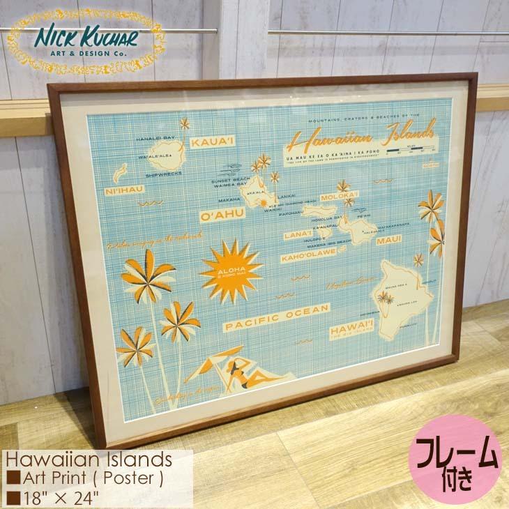 Nick Kuchar ニックカッチャー Hawaiian Islands Art Print MATTED