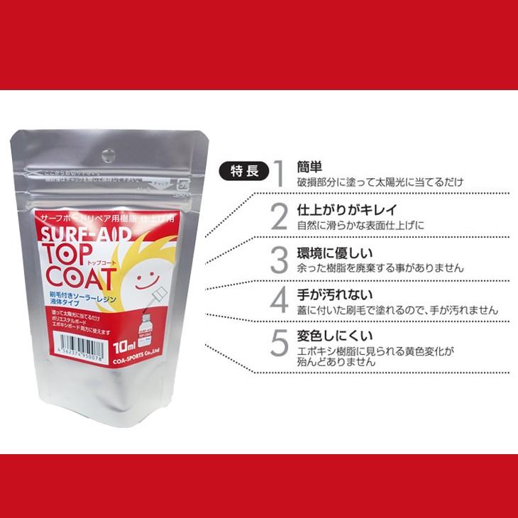 SURF-AID TOP COAT サーフエイド トップコート 刷毛付きソーラーレジン サーフボードリペア用樹脂 仕上げ用 PUEPS両方OK  液体タイプ :surfaidtop:オーシャン スポーツ - 通販 - Yahoo!ショッピング