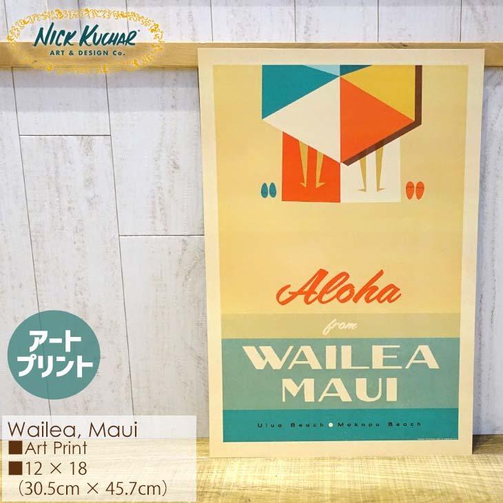 Nick Kuchar ニックカッチャー Wailea Maui Art Print Hawaii Travel Print アートプリント ハワイトラベルプリント 絵画 ハワイ 正規品
