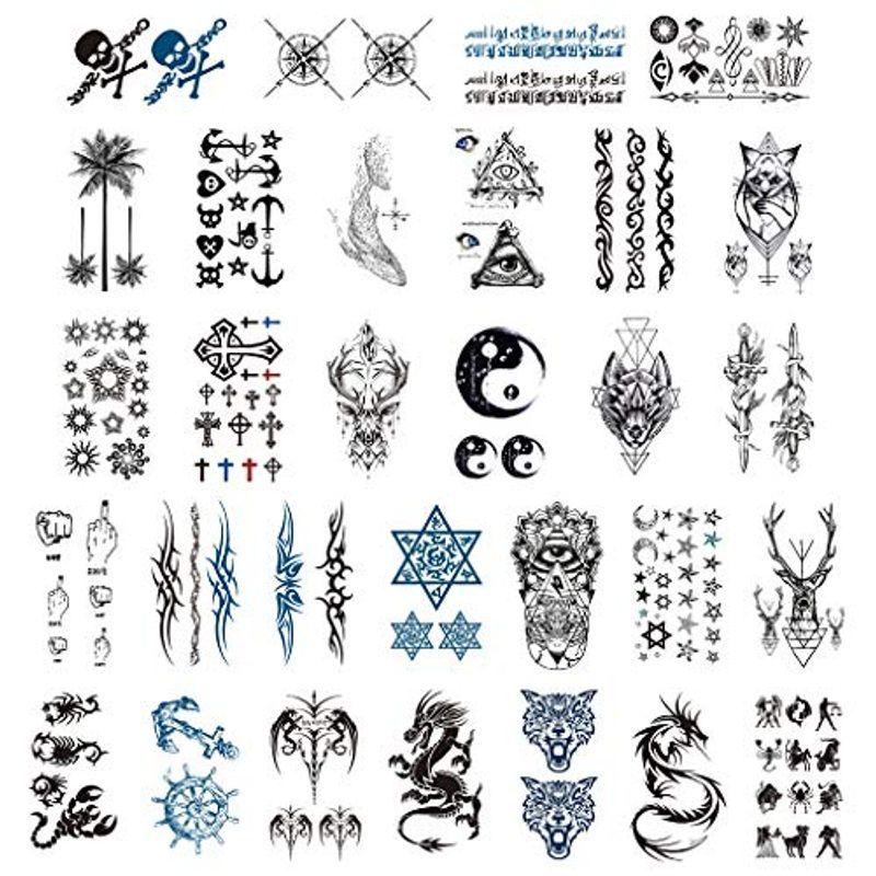 かわいいタトゥーシール 刺青シール 木 鹿の角 クロス オオカミ 剣 手 ドラゴン サソリ 舵 アンカー 幾何模様 アルファベットなど ボデ ストレージリク 通販 Yahoo ショッピング