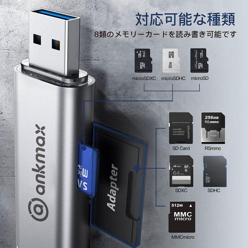 USB C カードリーダー Ankmax UC313S USB3.0 SD TF Micro SD USB Type C高速 メモリカードリ｜strageriku｜09