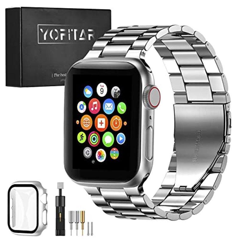 2021改良モデルYOFITAR Apple Watch バンド 保護ケース付き ステンレス 