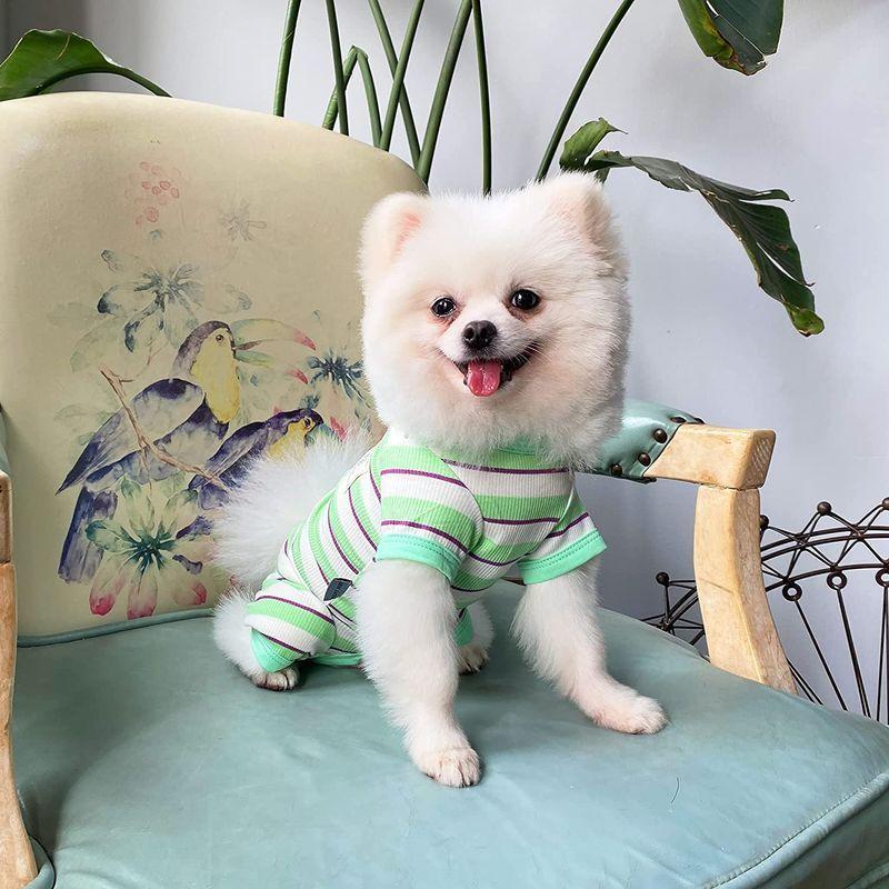 Tony Hoby 春夏用 男女別け 犬術後服服 4脚パジャマ 薄型 犬部屋着 明るいストライプ柄 室内用 コットン素材 着脱簡単 犬術後ウ 006 ストレージリク 通販 Yahoo ショッピング