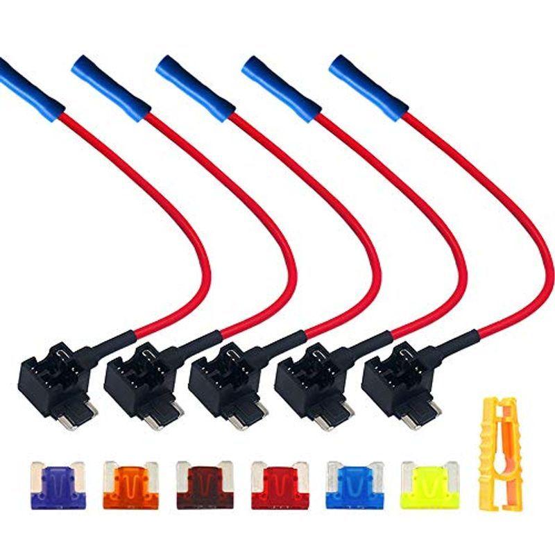 Seliwirkt 5個 12v 24v 車平型ヒューズホルダー 低背 回路ヒューズタップ 配線追加 電源取り出し ブレードヒューズホ 売り切り御免