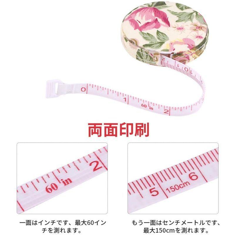 大量入荷 メジャー 巻き尺 自動巻取式 両面印刷 軽量 洋裁 採寸 裁縫用 手芸用 手芸 Diy ソフト定規 巻取りボタン付 花柄4色選択可150cm Aynaelda Com