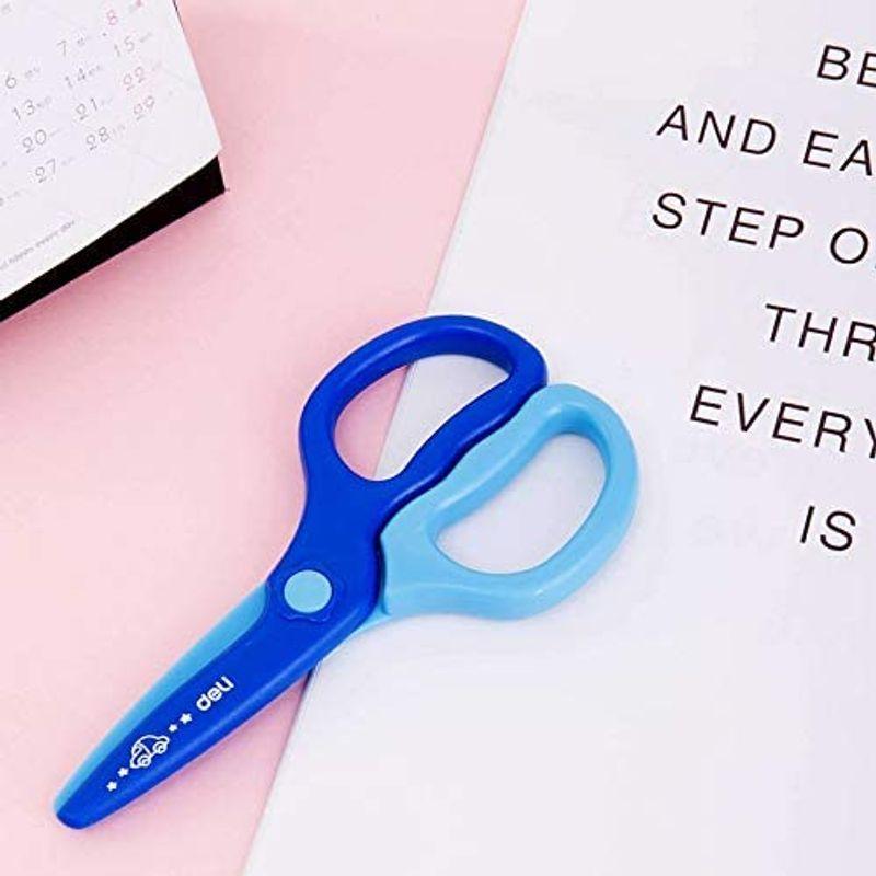 デリ Deli 安全はさみ 子ども用はさみ 学校のはさみ 丸い刃先 安全カバー Diy 安全タイプ ブルー 在庫処分