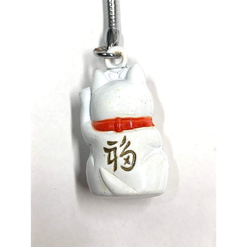 日本土産 招き猫キーホルダー 立体型 鈴付 (招き猫の内部) manekineko keychain (白) :20220213025346-00407:ストレージリク 通販 招き猫のキーホルダー 白