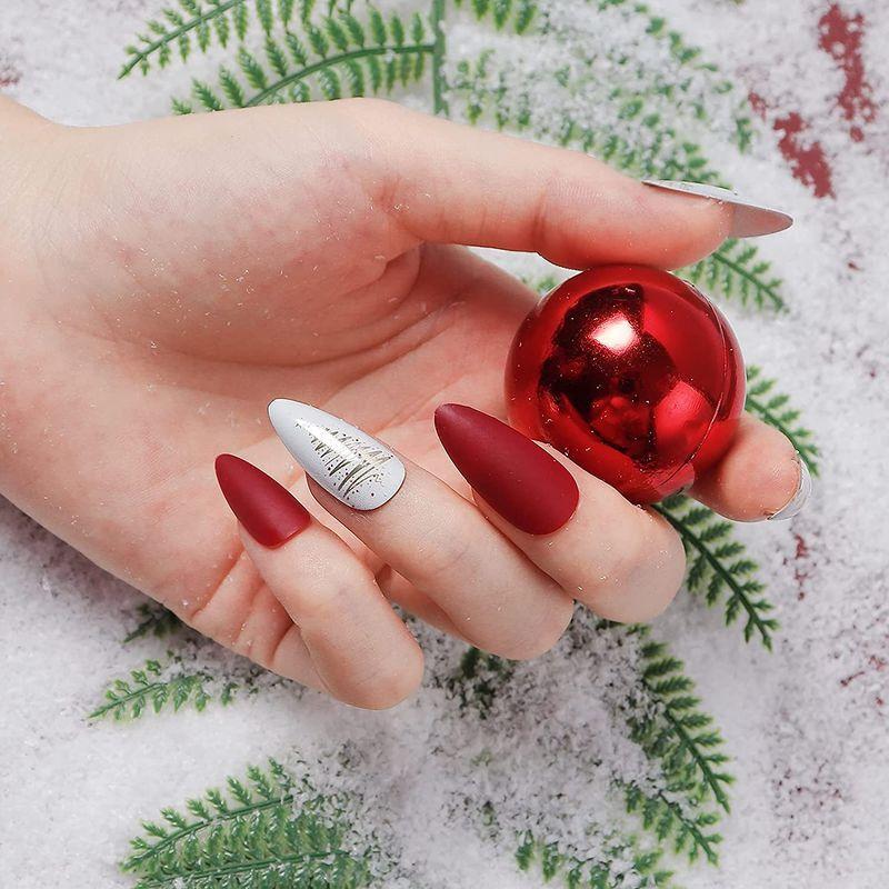 Liarty 24pcs クリスマスデザイン ネイルチップ ロング ヨーロッパとアメリカで人気の爪 先のとがったネイルチップ つけ爪 ストレージリク 通販 Yahoo ショッピング